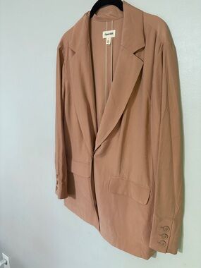 Open Edit Tan Blazer Women’s Small Minimalist Oversized Neutral Workwear Jacket